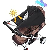 Baby Stroller Universal UPF 50+ Sun Protector Shade Blackout Cover Pushchair Shield Canopy Pram Rain Sunshade With See Through Extender Accessory Easy Installation