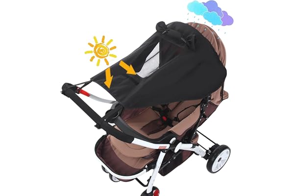 Baby Stroller Universal UPF 50+ Sun Protector Shade Blackout Cover Pushchair Shield Canopy Pram Rain Sunshade With See Throug