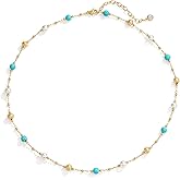 LOLAR RAY Turquoise Jewelry for Women - 14K Gold Plated Turquoise Necklace for Women Colorful Beaded Necklaces Summer Beach Boho Choker Bead Gift