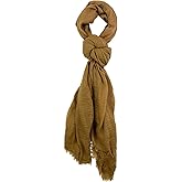 Humble Hilo Womens Woven Bohemian Style Gauze Scarf,Shawl, Head Wrap Fringed Edge Lightweight, Long Folds Small