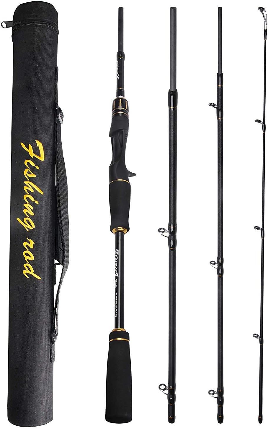 Casting Spinning Fishing Rod, 4 Piece Portable Bass Rods with Tube Case Lightweight Carbon Fiber 6.9ft/7.9ft