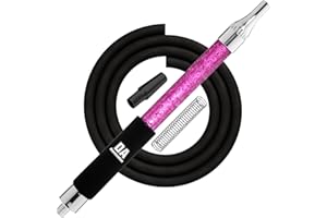 IMPACHETA Premium Rainbow Silicone Hookah Hose - 62" Long Hose with Cooling Aluminum Handle & Spring Flex Prevention (Purple)