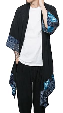 Amazon Gergeousメンズ ロング カーディガン 7分袖 ゆったり 綿麻