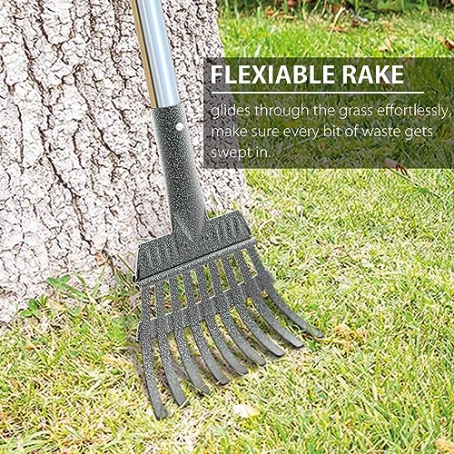 Meegood Dog Poop Trash Can for Outdoors with Pooper Scooper, 15L/4Gallon Dog Waste Trash Can with Lid and Removable Inner Waste Bin, Sturdy Rake & Poop Scooper for Dogs (Extra Free 75pcs Poop Bags)