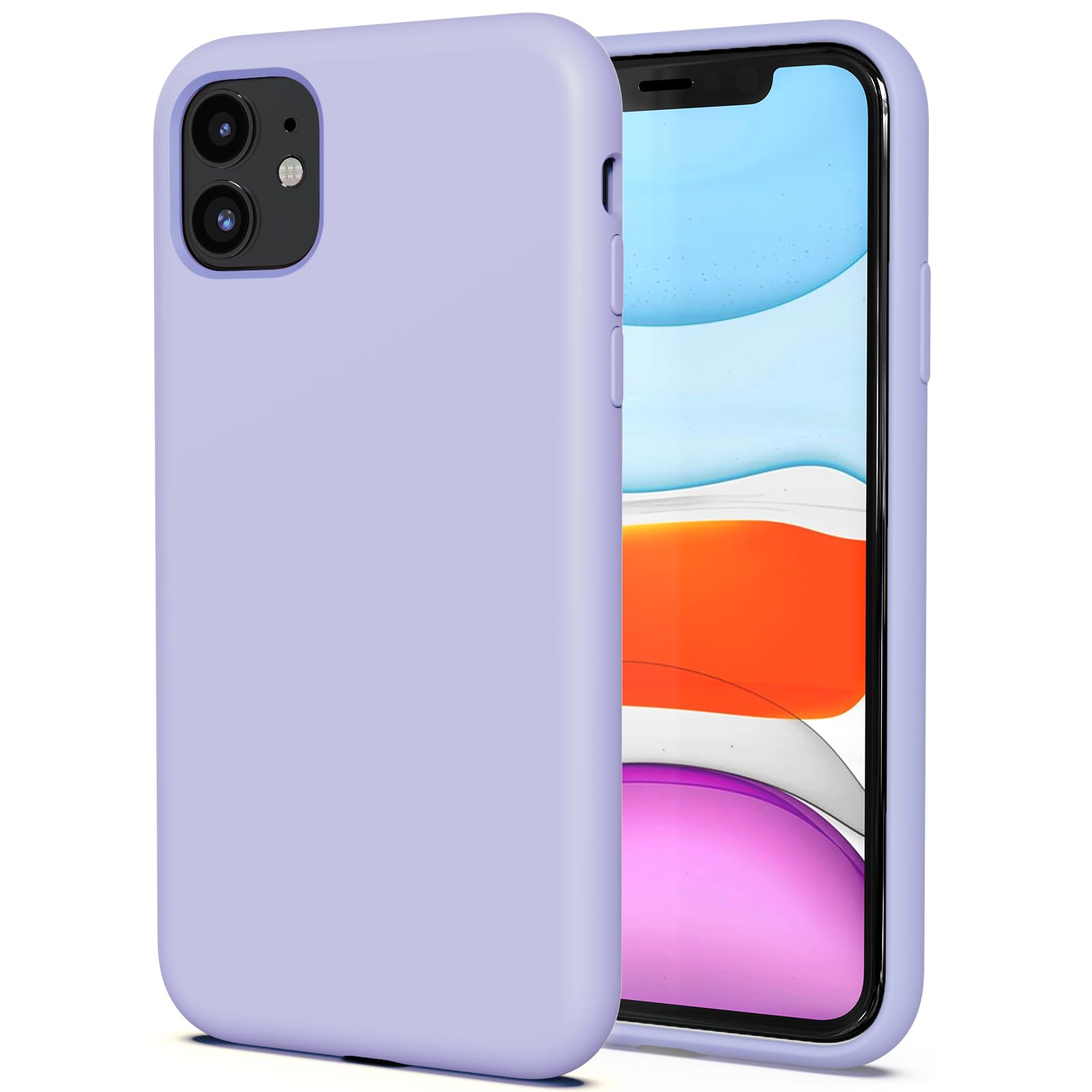 TAXXOE Silicone Case with iPhone 11 Case Soft Ultra Slim Protective Shockproof Liquid Silicone Phone Case,Anti-Scratch Microfiber Lining，6.1 inch-Lilac — image 1