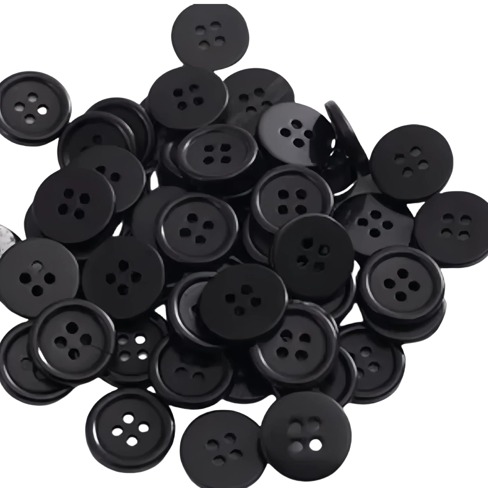 300PCS Round Black Button,Resin Buttons 10MM,Craft Buttons,4 Holes Sewing Buttons for Sewing,DIY Crafting