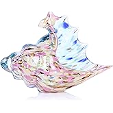 LCCCK Hand Blown Glass Conch Shell Sculpture, Sea Glass Art Figurines, Beachy Room Decor, Pink Conch Shell Decorative Statues, Sea Shell Coastal Decor for Shelf House Room, Beachy Gifts