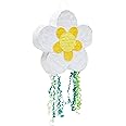 BLUE PANDA Pull String Daisy Pinata for Spring Flower Birthday Party Decorations (Small, 13 x 13 x 3 In) - Daisy Party Decorations