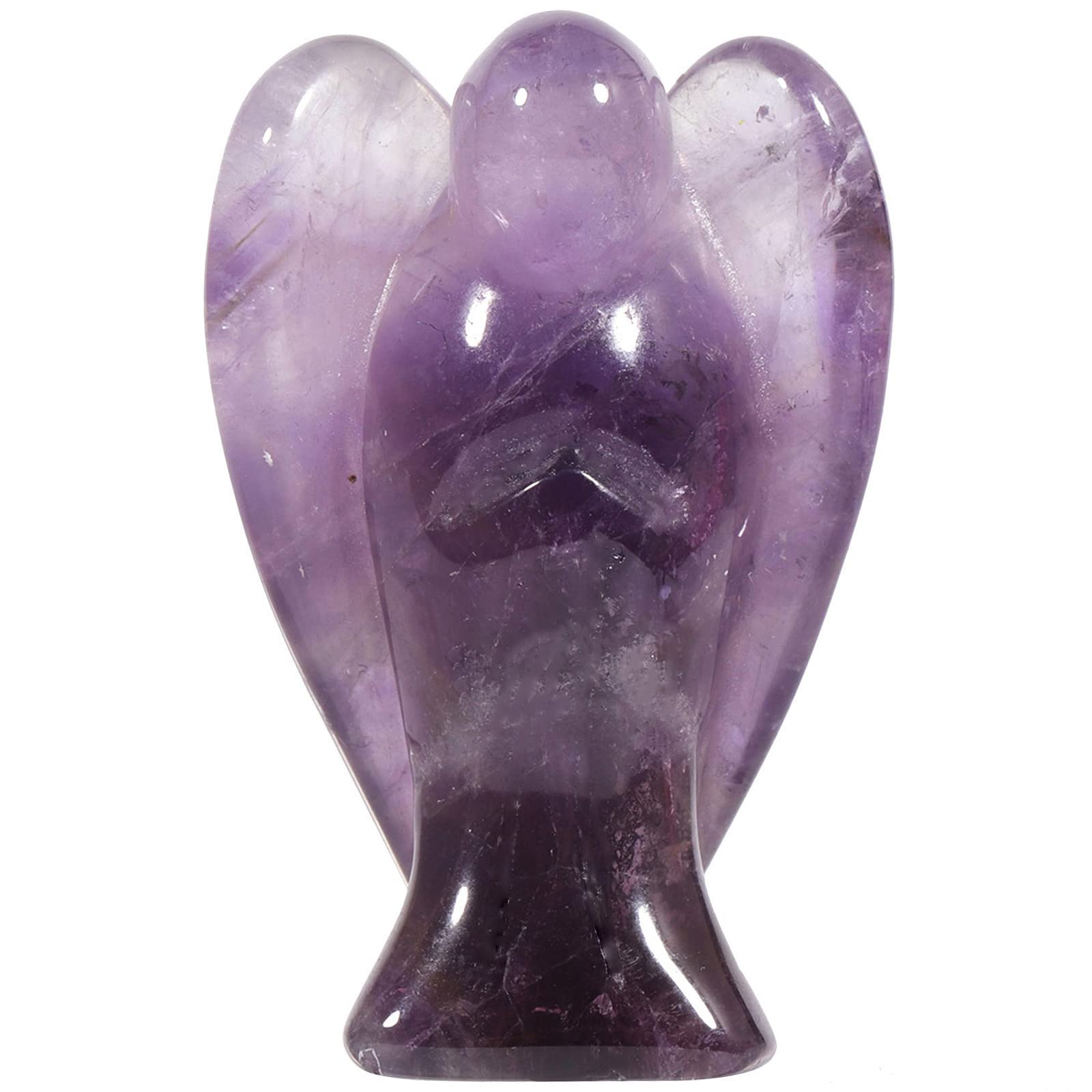 Nupuyai Amethyst Guardian Crystal Angel Ornament, 4cm Hand Carved Healing Gemstone Pocket Angel Statue Figurine for Home Decor