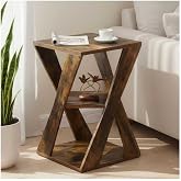HOMELA End Table, Modern Wooden Side Table for Small Spaces, Small End Table for Living Room, Bedroom Nightstand（Rustic Brown+ Classic Black）