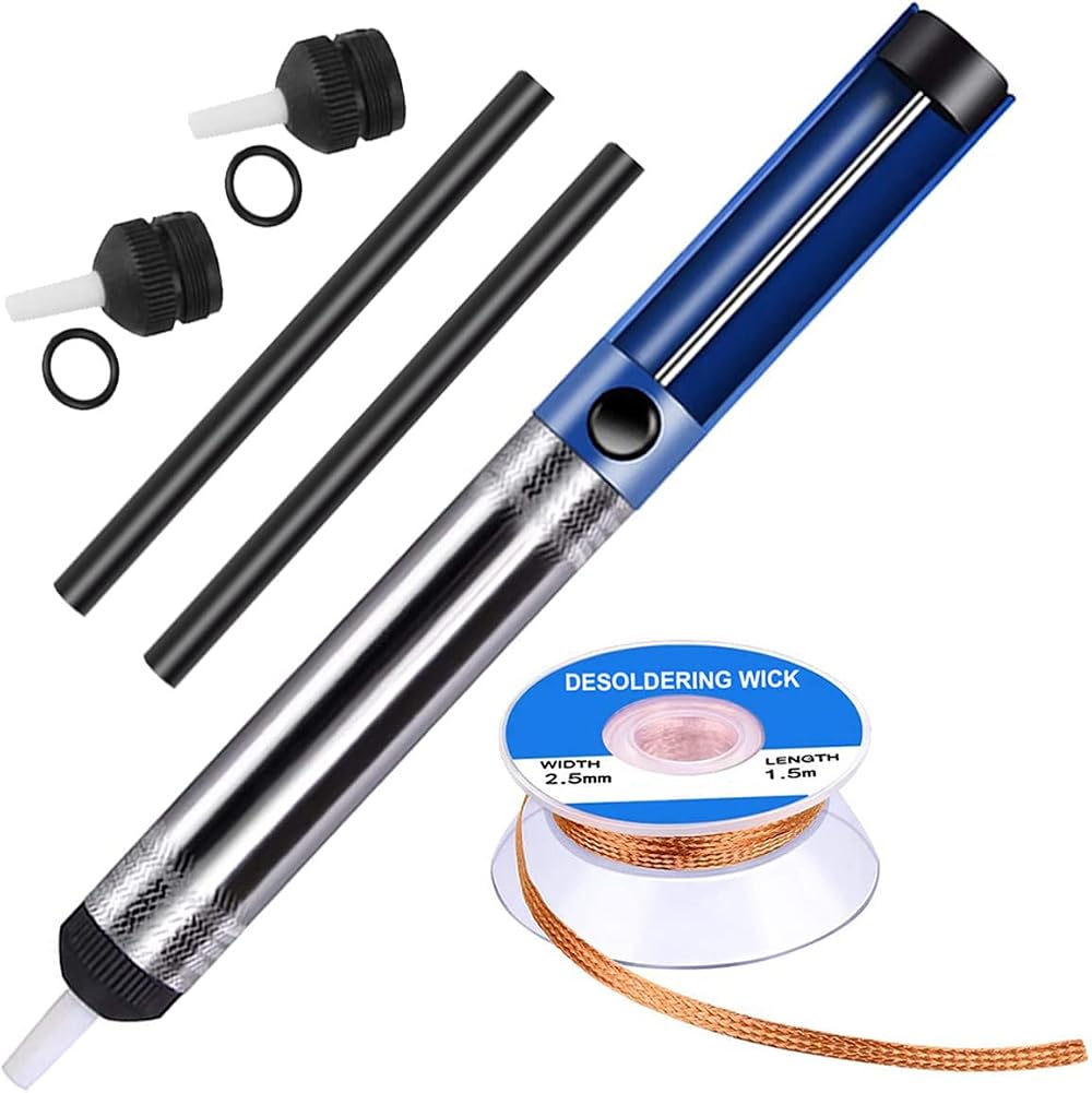 Youmile Solder Sucker Desoldering Pump Tool Kit w/ Wick & Spare Nozzles for