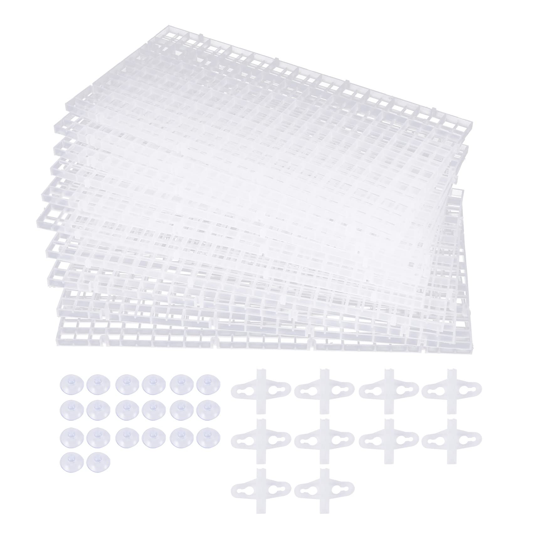 Tooteeru 10PCS Aquarium Divider Fish Tank Divider Filter Grids Separation Grid Tray Isolation Board Grid with 20 PCS Sucker Clips
