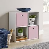 Home Source 60cm 4 Shelf Storage Cube Bookcase White Sonoma Oak Finish view 8
