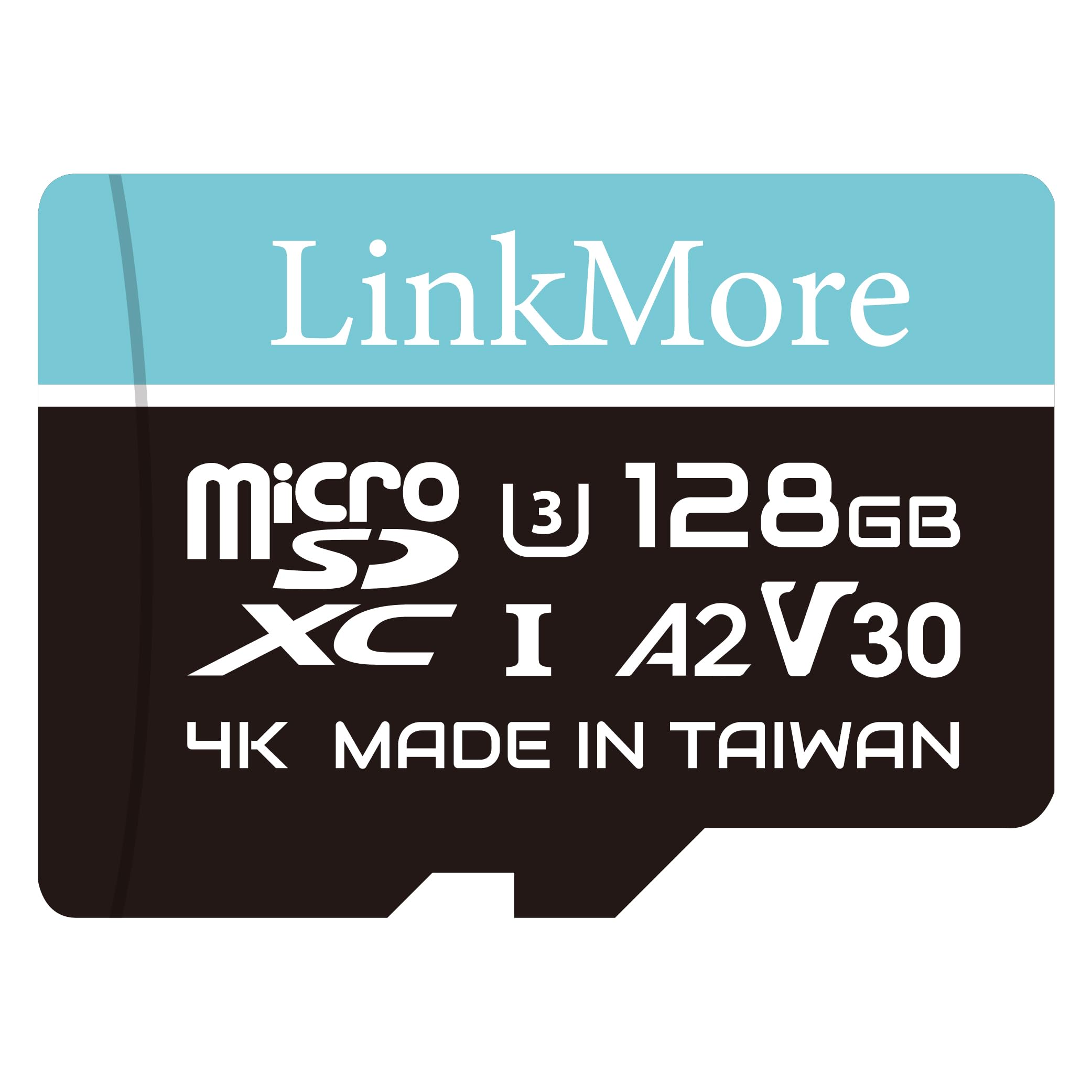 LinkMore 128GB Lite Micro SD Card, A2, UHS-I, U3, V30, Class 10 Compatible, Max Sequential Read up to 100MB/s, Max Sequential Write up to 85MB/s, SD Adapter Included