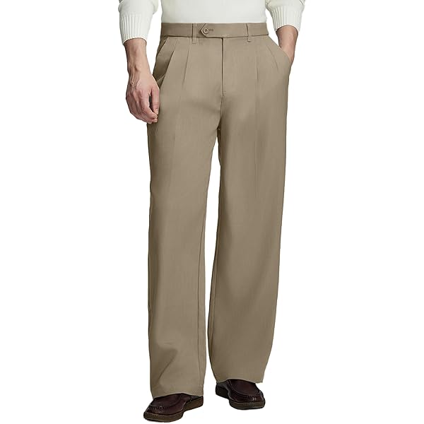 Susclude Mens Baggy Dress Pants Old Money Pleated Wide Leg