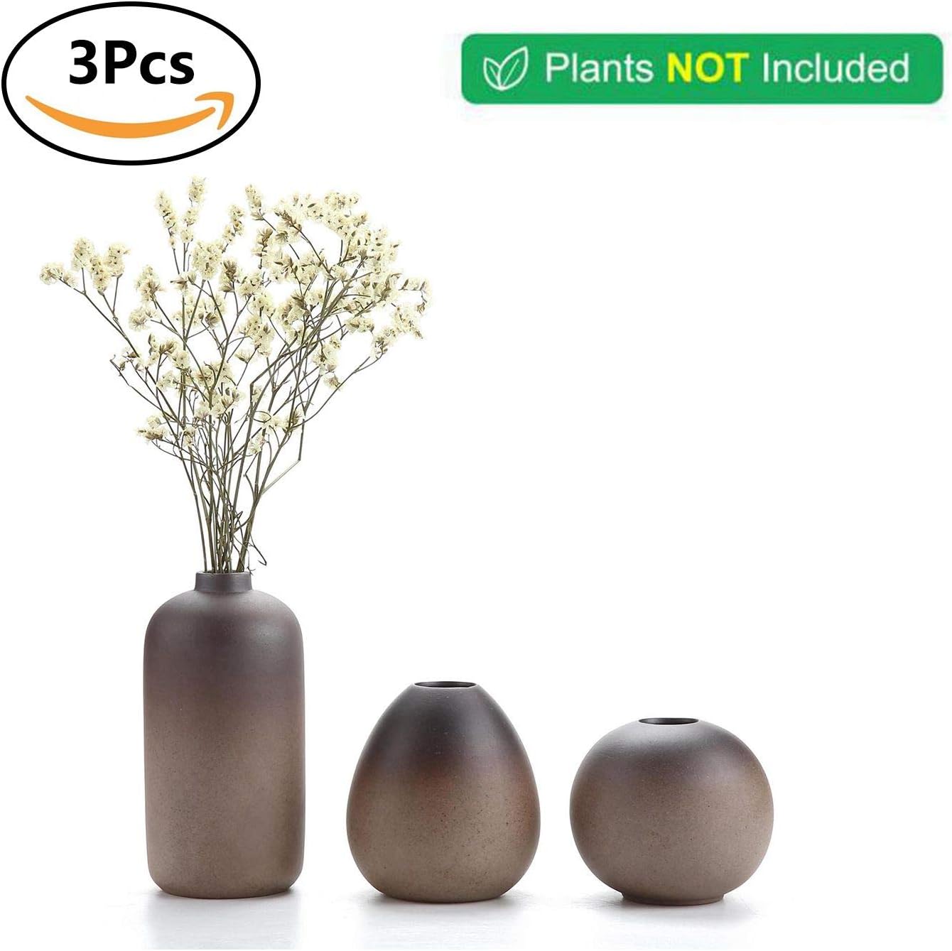 ComSaf Vase de Fleur Brun Céramique Joli Lot de 3 - Image 5