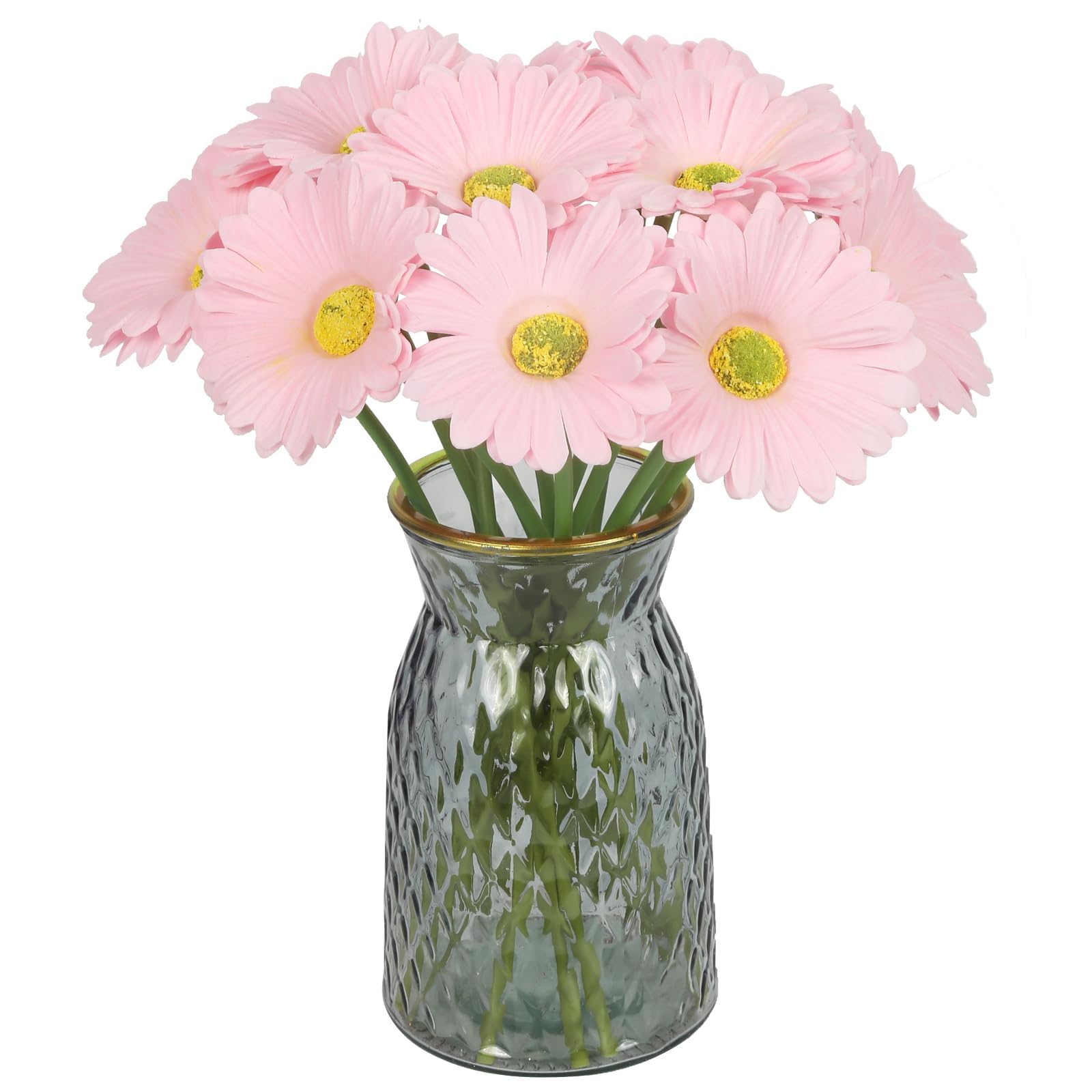 Photo 1 of IPOPU Pink Gerbera Daisy Artificial Flowers,20PCS Fake Daisies Artificial Daisy Flowers with Stems for Wedding Party Office Home Decorations(Light Pink)
