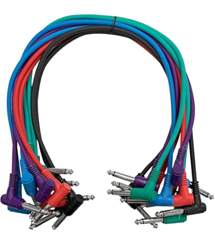 On Stage Hot Wires PC1817TRS Balanced Patch Cables - 8 Pack Right Angle TRS Cables, 17 Inch