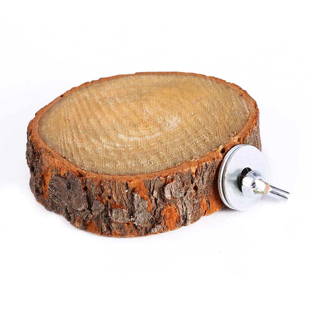 Tnfeeon Pet Bird Cage Perches Round Wooden Stand Platform Natural Wood Stand Platform to Stand Sleep and Chew for Parakeet Cockatiel