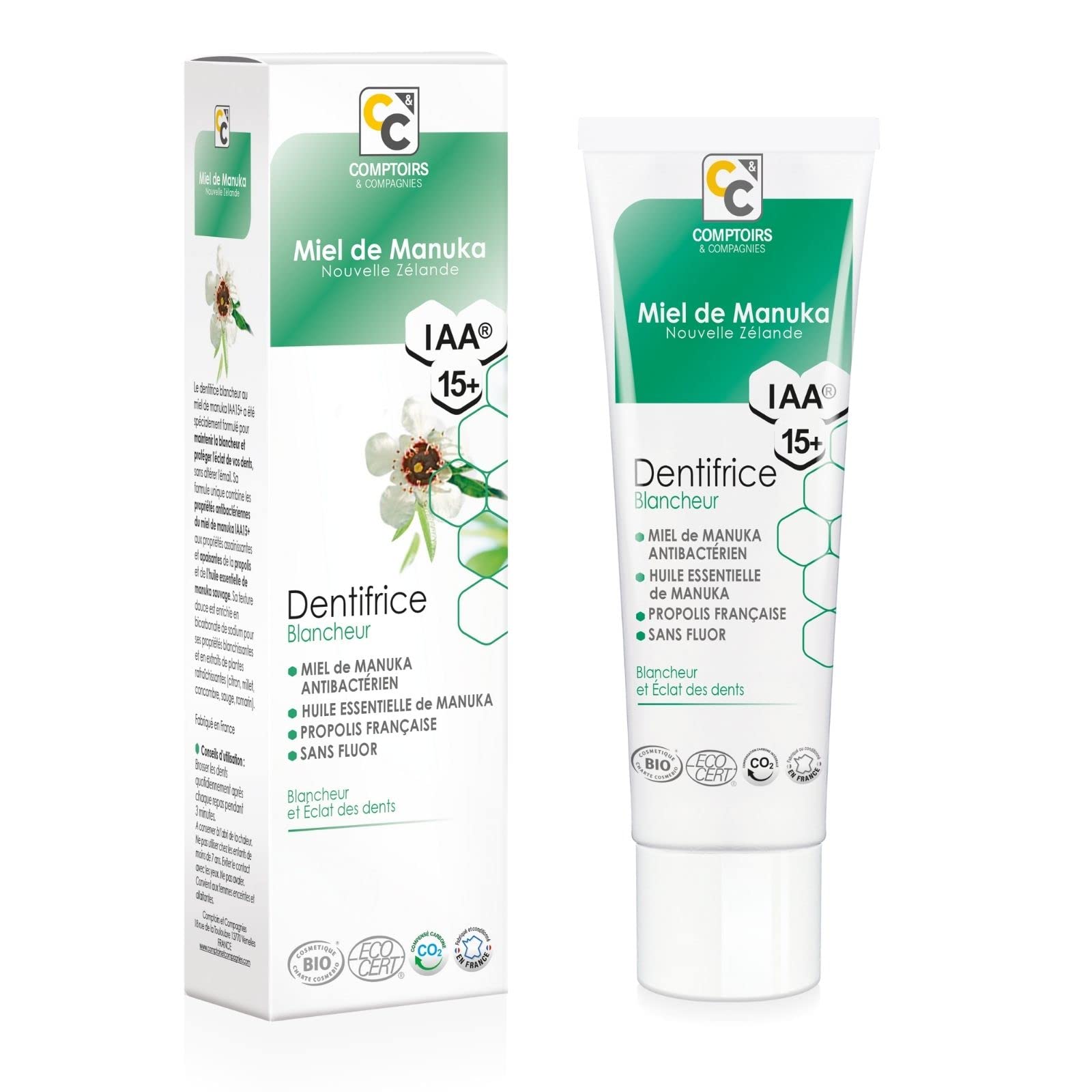 COMPTOIRS ET COMPAGNIES Organic IAA15+ Manuka Honey Whitening Toothpaste