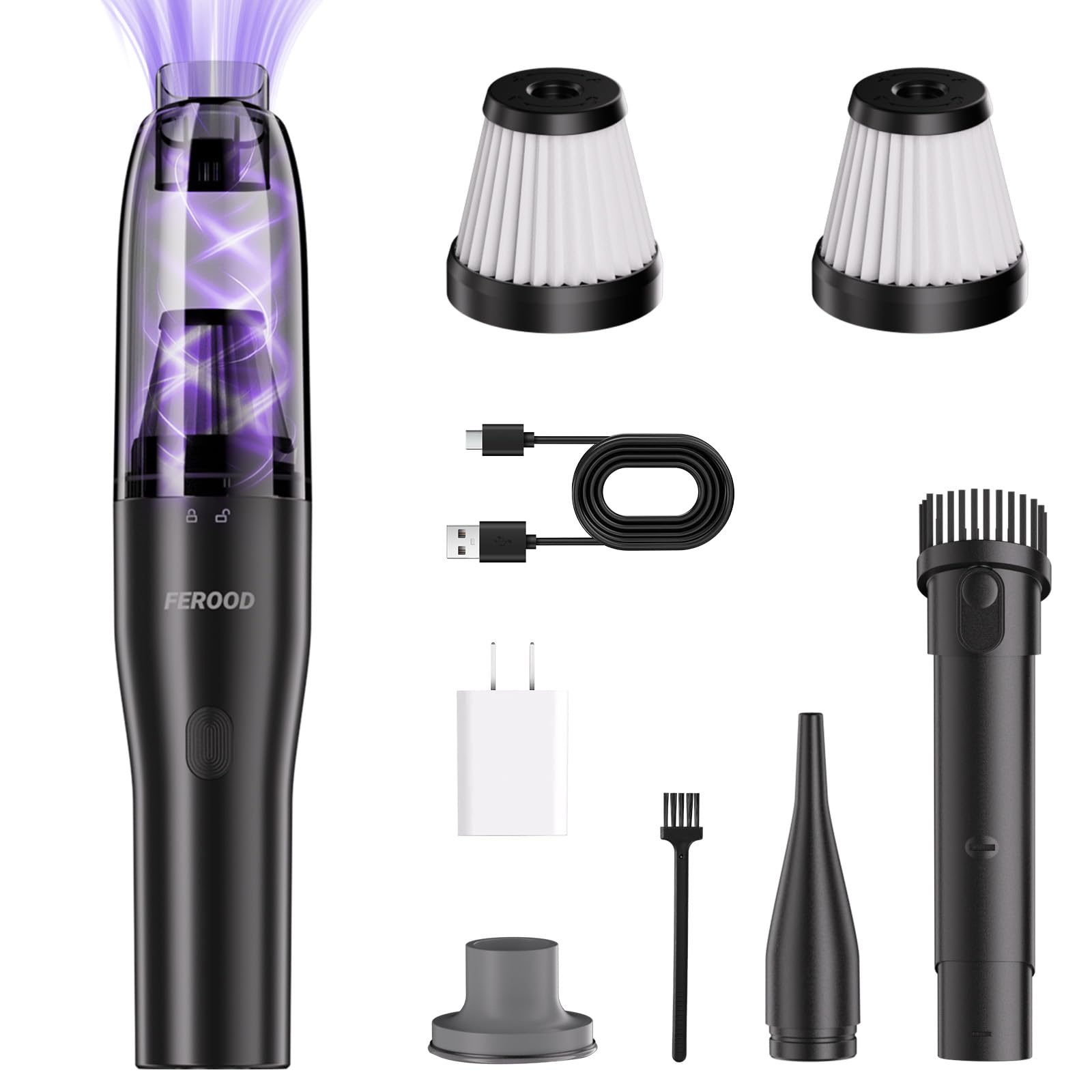 Photo 1 of 4-in-1 Mini Vacuum Cleaner, Small Hand Held Vacuum Cordless, Strong Suction, Duck Compact Vacuums Ultra-Quiet, 0.85 lb for Car,Desk,Drawer,Home, Air Duster/Inflator/Pump, USB Rechargeable, Seen on TV
