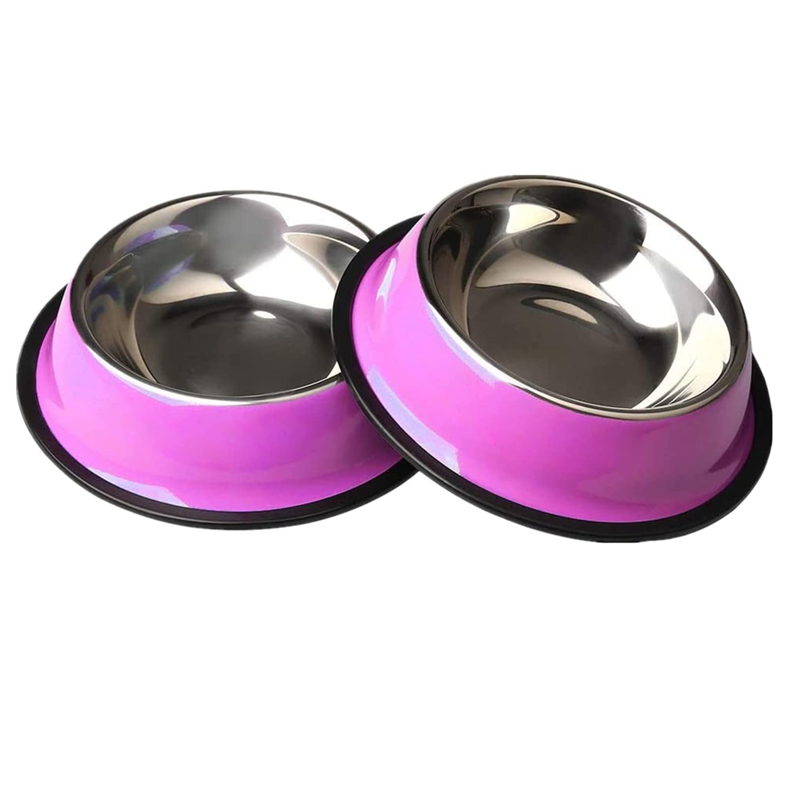 ZHIYE Stainless Steel Pet Bowls - 2 Piece Non-slip Feeding Bowl for Cats & Small Dogs