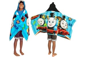 Thomas & Friends Kids Super Soft Bath/Pool/Beach Soft Cotton Terry Hooded Towel Wrap, 24 in x 50 in, (100% Officially Licensed Product) By Franco