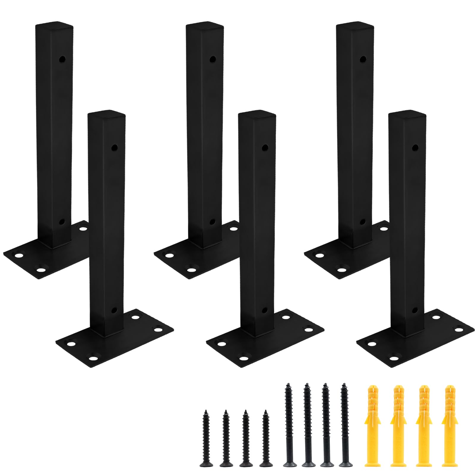 Cjueiom 6 Pack 10 Inch / 250mm Floating Shelf Bracket Black Shelf Supports, Heavy Duty Shelf Brackets Wall Mounted Brackets Hardware Supports, Cold-Rolled Steel Shelf Brackets for Farmhouse Furniture