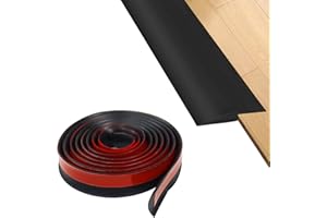 LLZHYA Floor Rubber Transition Strip Self Adhesive Carpet to Tile Transition Strip Edging Trim Strip for Threshold Transitions with a Height Less Than 5 mm/0.2in (Black, 16.4FT)