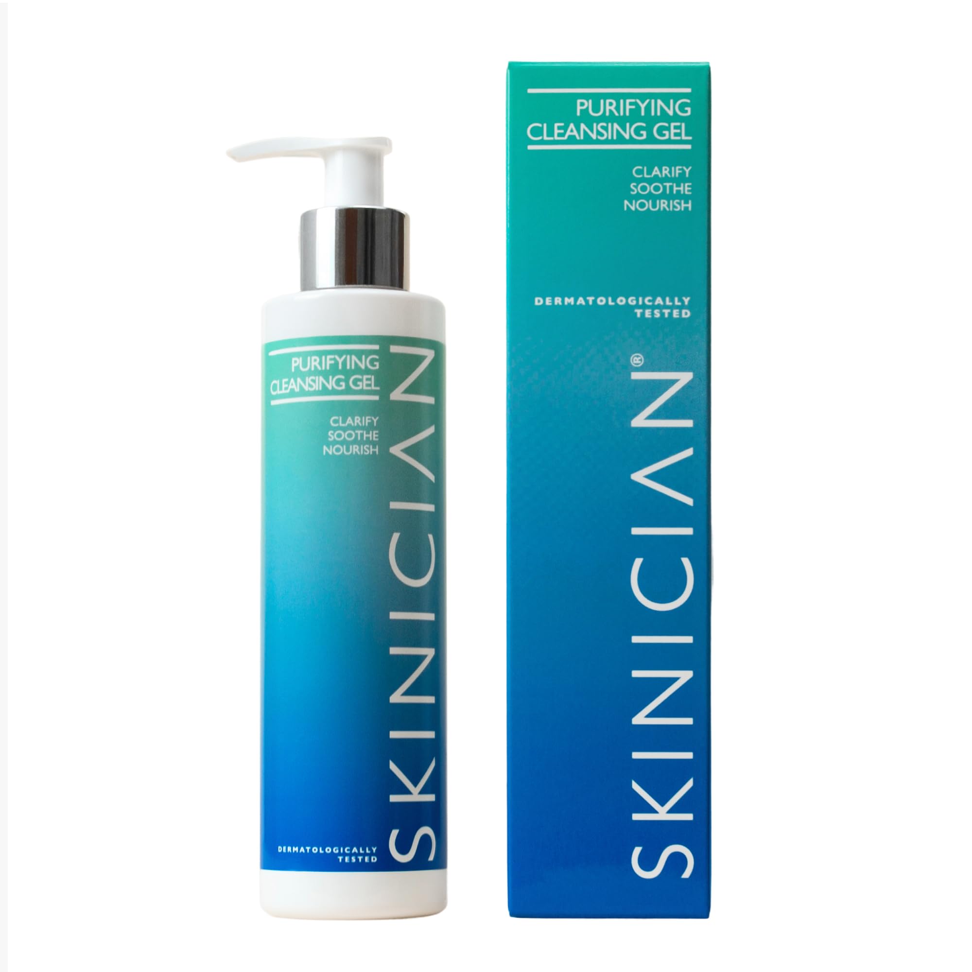 SKINICIAN Purifying Cleansing Gel - Gentle Face Wash with Witch Hazel & Green Tea - Rebalancing Facial Cleanser for Oily Combination Skin - Removes Excess Oil - Vegan & Cruelty Free (200ml)