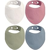KiddyCare Organic Muslin Baby Bibs for Girls Boys 0-6 Months | Baby Bandana Bibs, Super Soft for Drooling and Teething, Musli