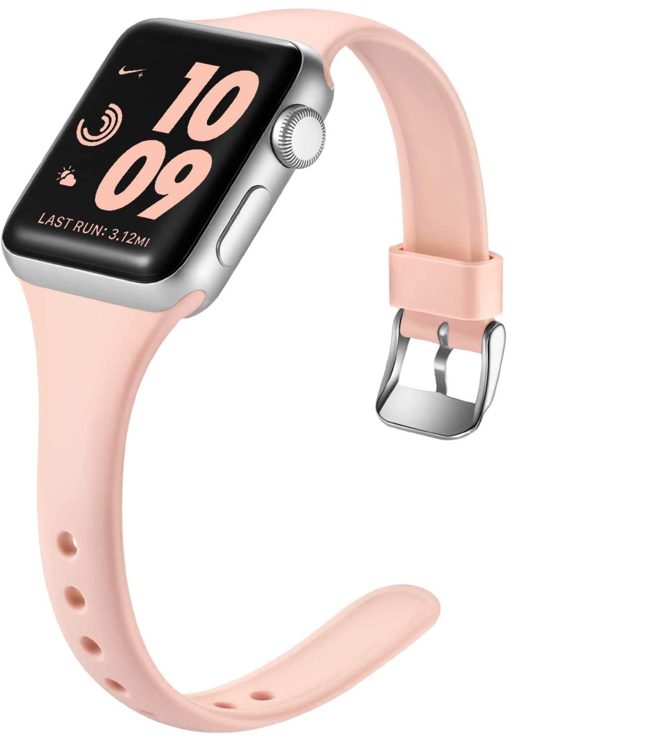 Laffav Compatible with Apple Watch Bands for Women 40mm 38mm 41mm 44mm 42mm 45mm 46mm 49mm, Soft Silicone Narrow Slim Thin Sport Replacement Strap for iWatch Bands Series 11 10 9 8 7 6 5 4 3 SE3/2/1
