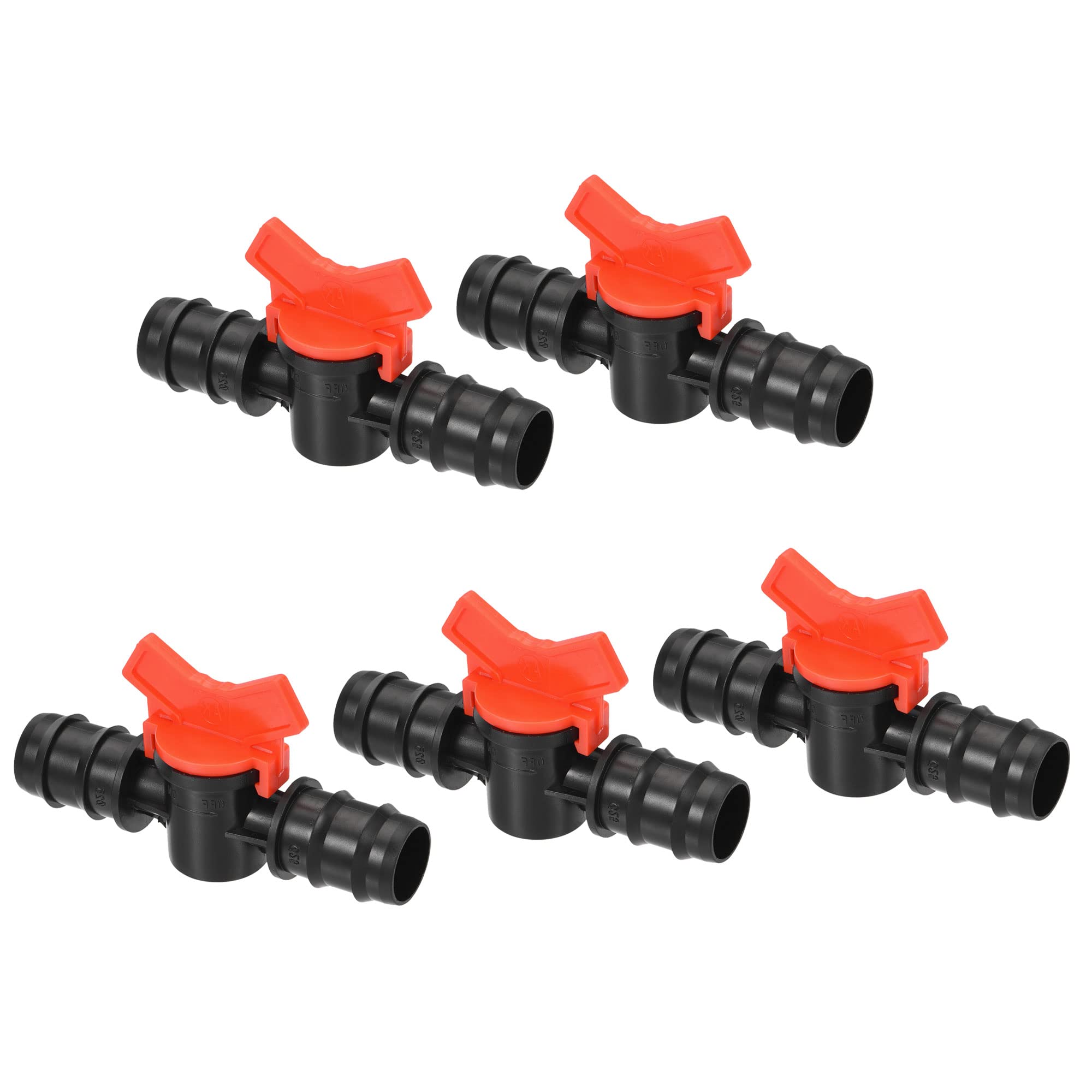 M METERXITY 5 Pack Barbed Ball Valve - Barb Connector Ball Valve Shut Off Switch Apply to Drip Irrigation and Aquariums (23mm, Black Red)