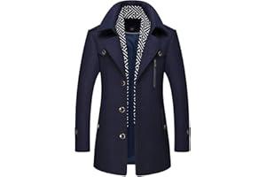 CHARTOU Men's Stylish Scarf Single Breasted Wool Walker Coat Thick Winter Jacket-6 Colors