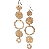 Handmade Matte Textured Boho 5 Circle Dangle Earrings or Women