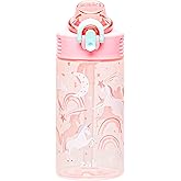 Zak Designs Sage Water Bottle For School or Travel, 16oz Durable Plastic Water Bottle With Straw, Handle, and Leak-Proof, Pop
