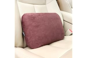 Carwales Lumbar Pillow for Chair Pad Latex Soft Lower Back Pain Relief Support for Car Seat Travel Rest Home Office Accessories Thin Brown