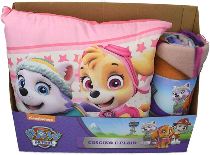 Nickelodeon Official Paw Patrol Skye & Everest Blanket and Cushion Set