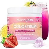 SkinnyFit - Colostrum Powder (Strawberry Lemonade) - Collagen Peptides, Probiotics, Vitamin B12 - Supports Immunity, Skin & Gut Health - Non GMO, Gluten Free, Sugar Free - Beauty, Skin Care, Self Care