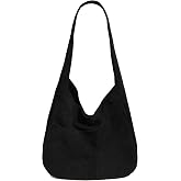 Corduroy Fabric Shoulder Bag Retro Hobo Bag Casual Tote Bag | Multiple Pockets / Wide Strap / Foldable Purse