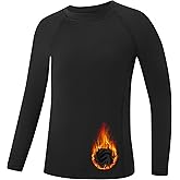 Runhit Youth Boys Compression Thermal Shirt Long Sleeve Fleece Base Layer Undershirt for Football Baseball Soccer Basketball