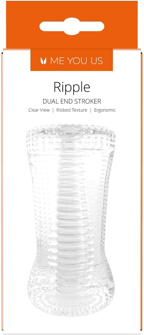Me You Us Ripple Dual End Stroker - Transparent Male Masturbator with Double-Entry Design - Textured Sleeve - Waterproof and Body-Safe - Image 5