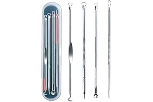 Blackhead Remover Pimple Popper Tool Kit 4 Pcs Acne Comedone Zit Blackhead Extractor Tool for Nose Face,Stainless Steel White