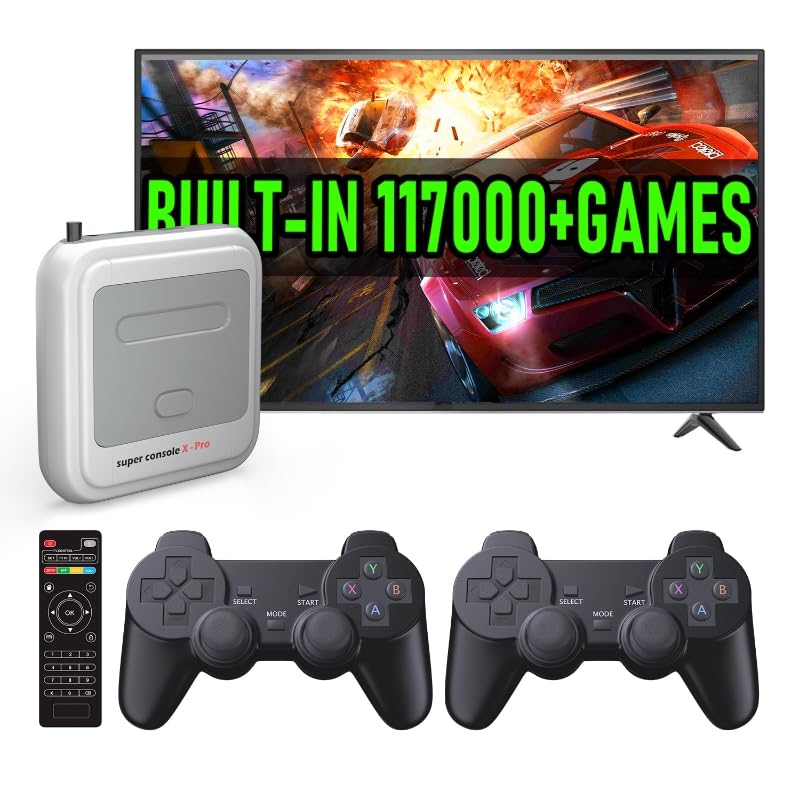 Photo 1 of Super Console X Pro Retro Game Console with 117000+ Games, 4K TV HD/AV Output Video Game Console, TV & Game System in 1,Compatible with 63+ Emulators,with 2 Wireless Controllers