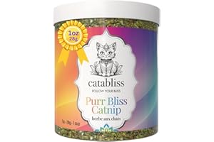 catabliss Catnip for Cats – 1oz Jar - 100% Essential Natural Cat Nip Herb Resealable Jar - Fresh Aroma Stimulates Activity & Enhancing Play for Indoor Cats - Great for Cat Nip Toys, Play & Training