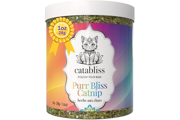 Catabliss Catnip (Herbe A Chat), Turbo Charging Blend, 100% Natural Cat Treat, 1 oz, Refresh Cat Toys, Encourage Play, Sprink