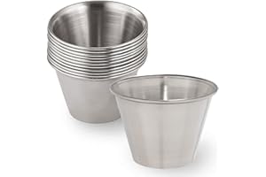 C&S Event Supply Co. 2.5oz Stainless Steel Ramekins - Commercial Grade Silver Metal Sauce Cups, Round Small Bowls for Dipping & Portion Control, Ideal for Au Jus, Condiments, Dip - Kitchen Safe - 12