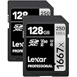 Lexar Professional 1667X 128GB (2-Pack) SDXC UHS-II Card (LSD128CBNA16672)