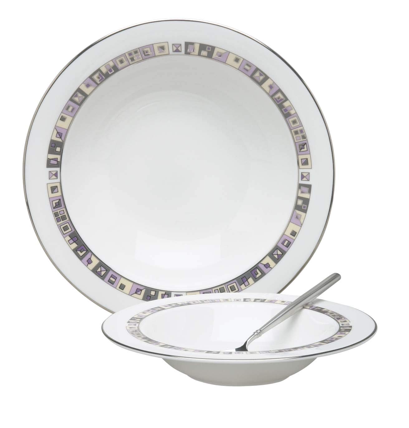 Elia Clarity Fine Bone China Rimmed Pasta Bowl 270mm (Pack of 2)