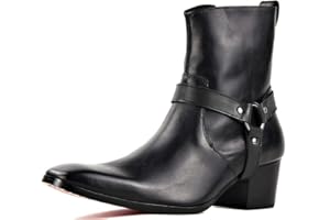 OSSTONE Dress Boot for Men Leather Chelsea Boots Casual Heel Shoes Zipper-up OS-JY002-US
